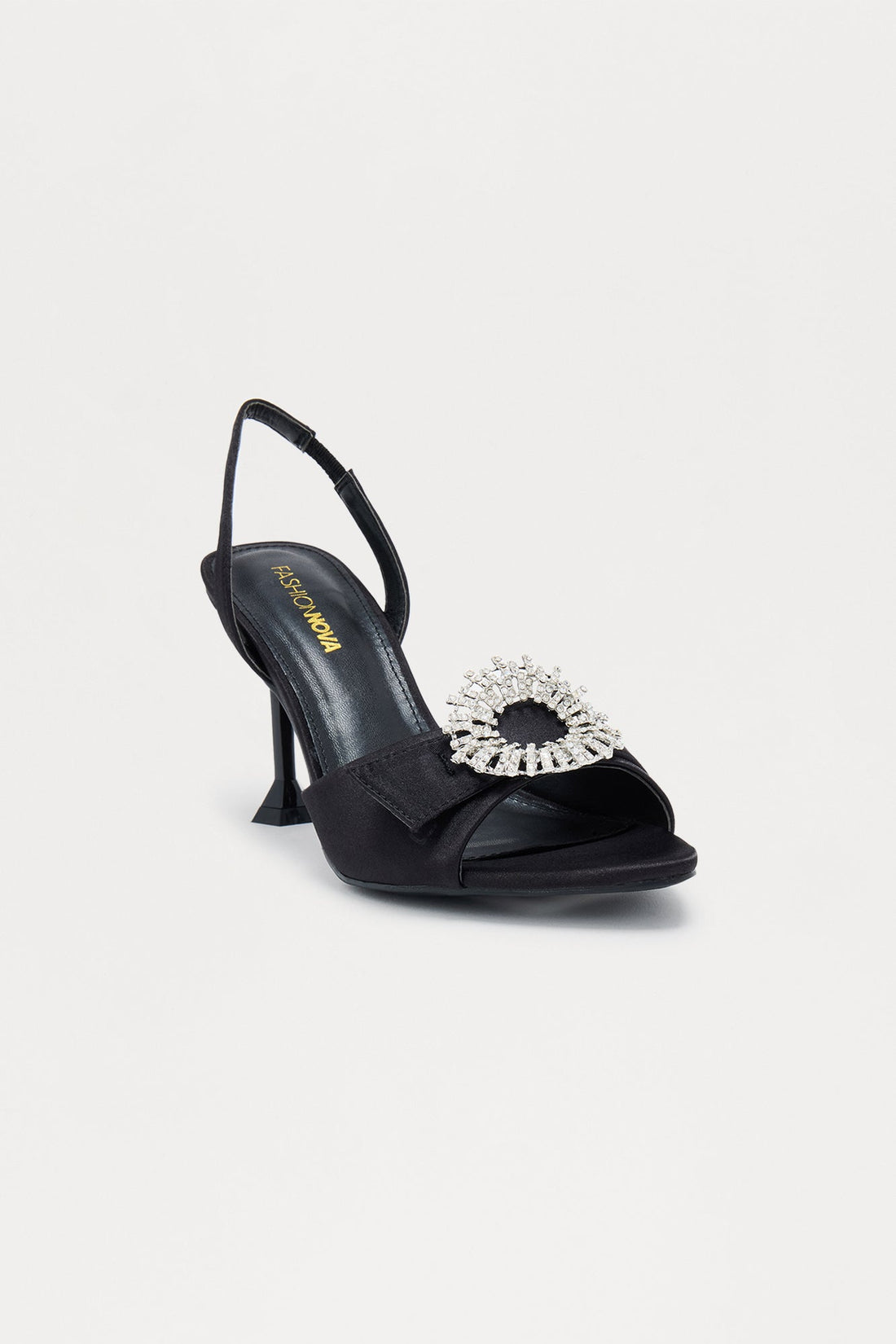 Zay Rhinestone Slingback Heels - Black
