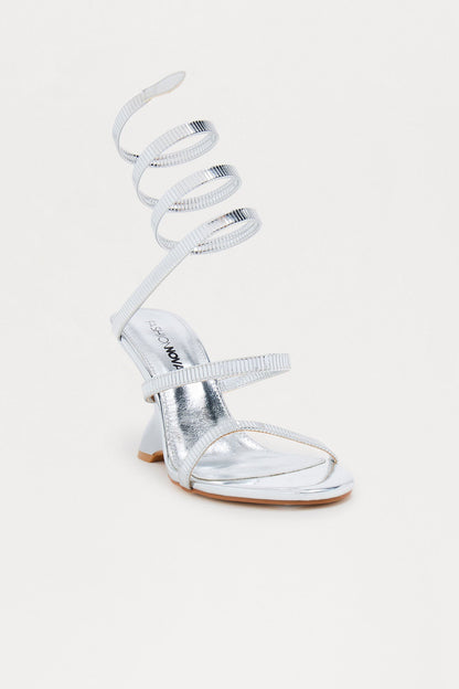 Elani Chrome Wrap Up Wedges - Silver