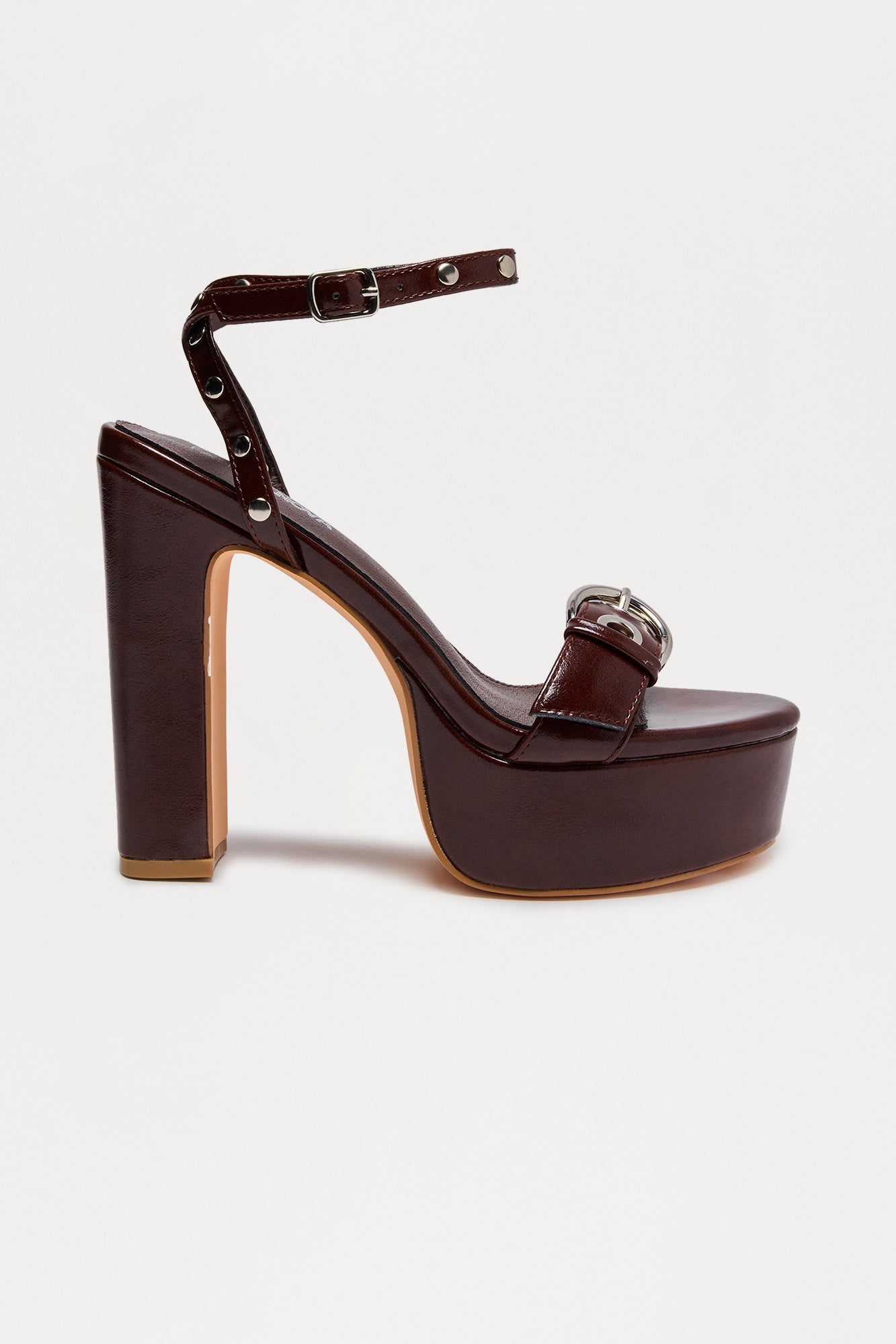Wrenny Buckle Platform Heels - Brown