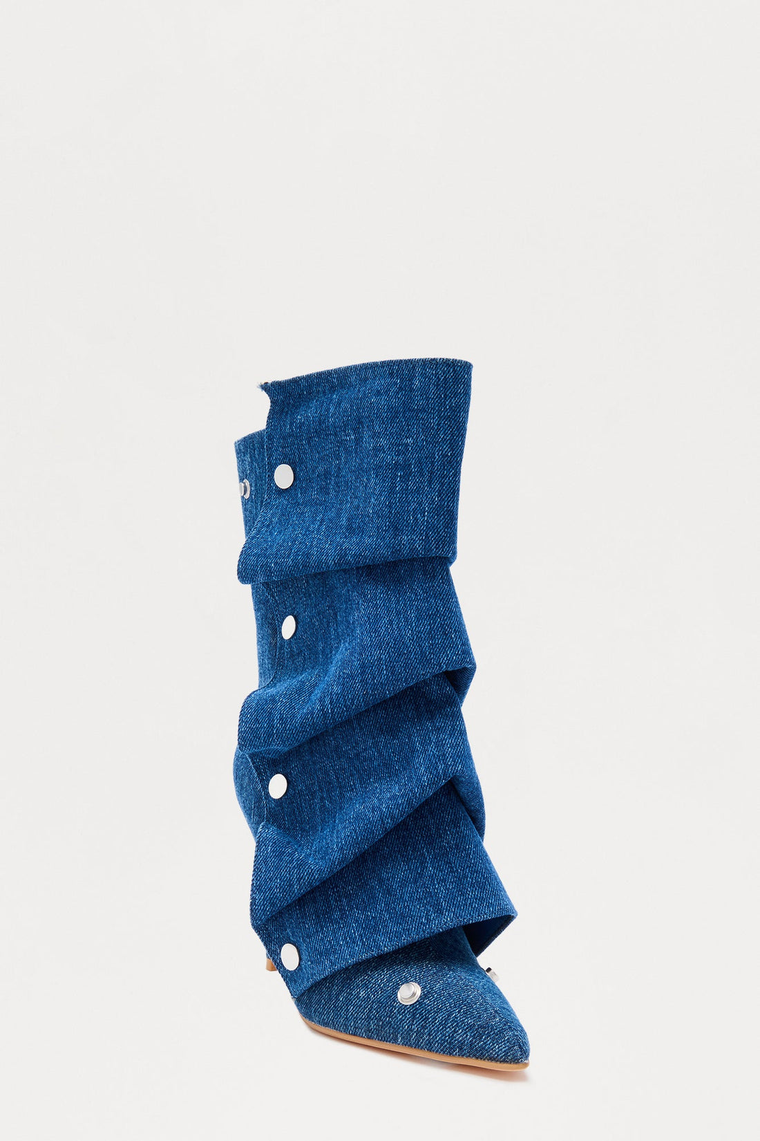 Amata Studded Stiletto Boots - Denim