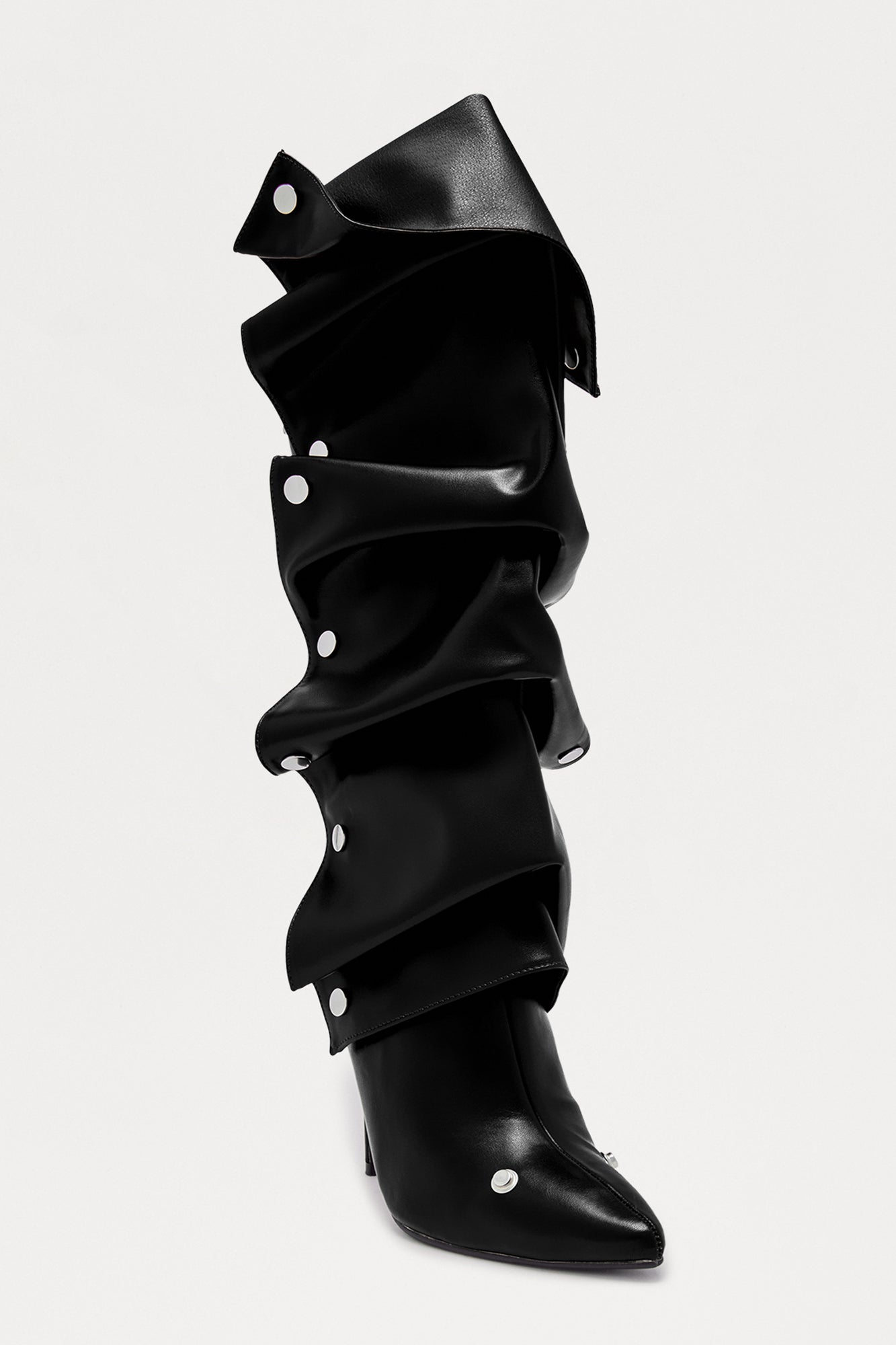 Nay Ruched Studded Boots - Black