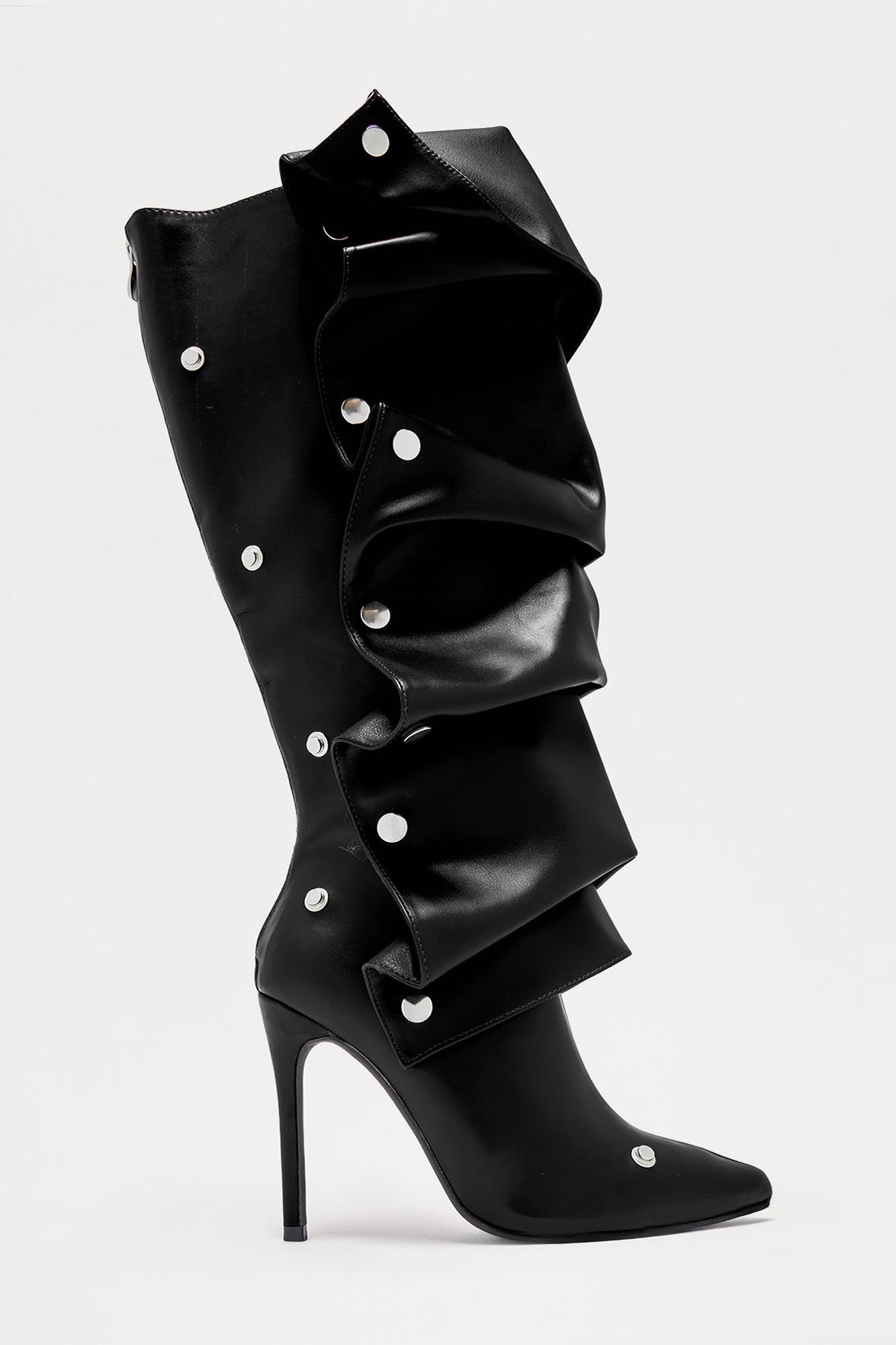 Nay Ruched Studded Boots - Black