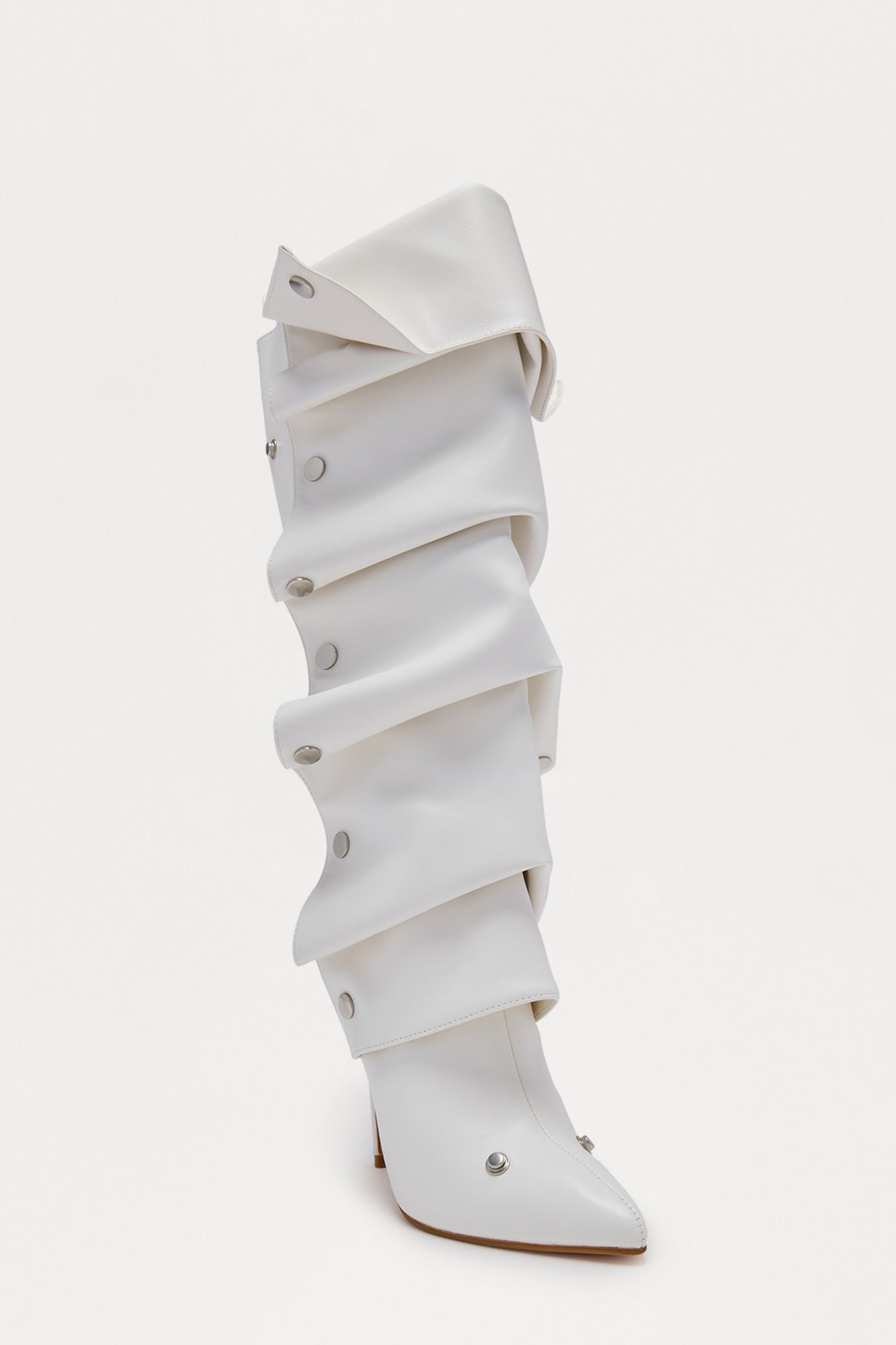 Nay Ruched Studded Boots - White