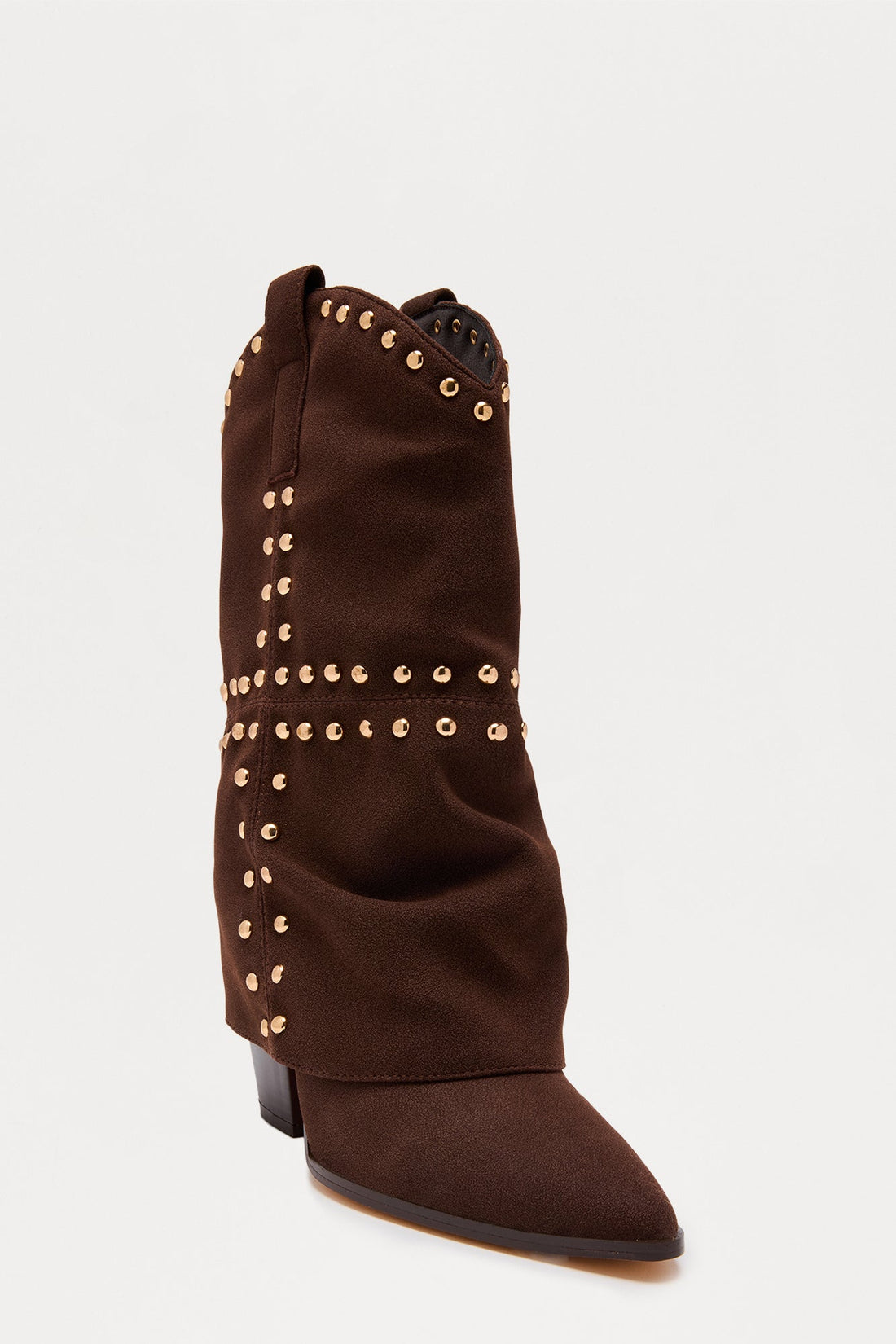 Tempe Studded Overlay Cowboy Boots - Chocolate