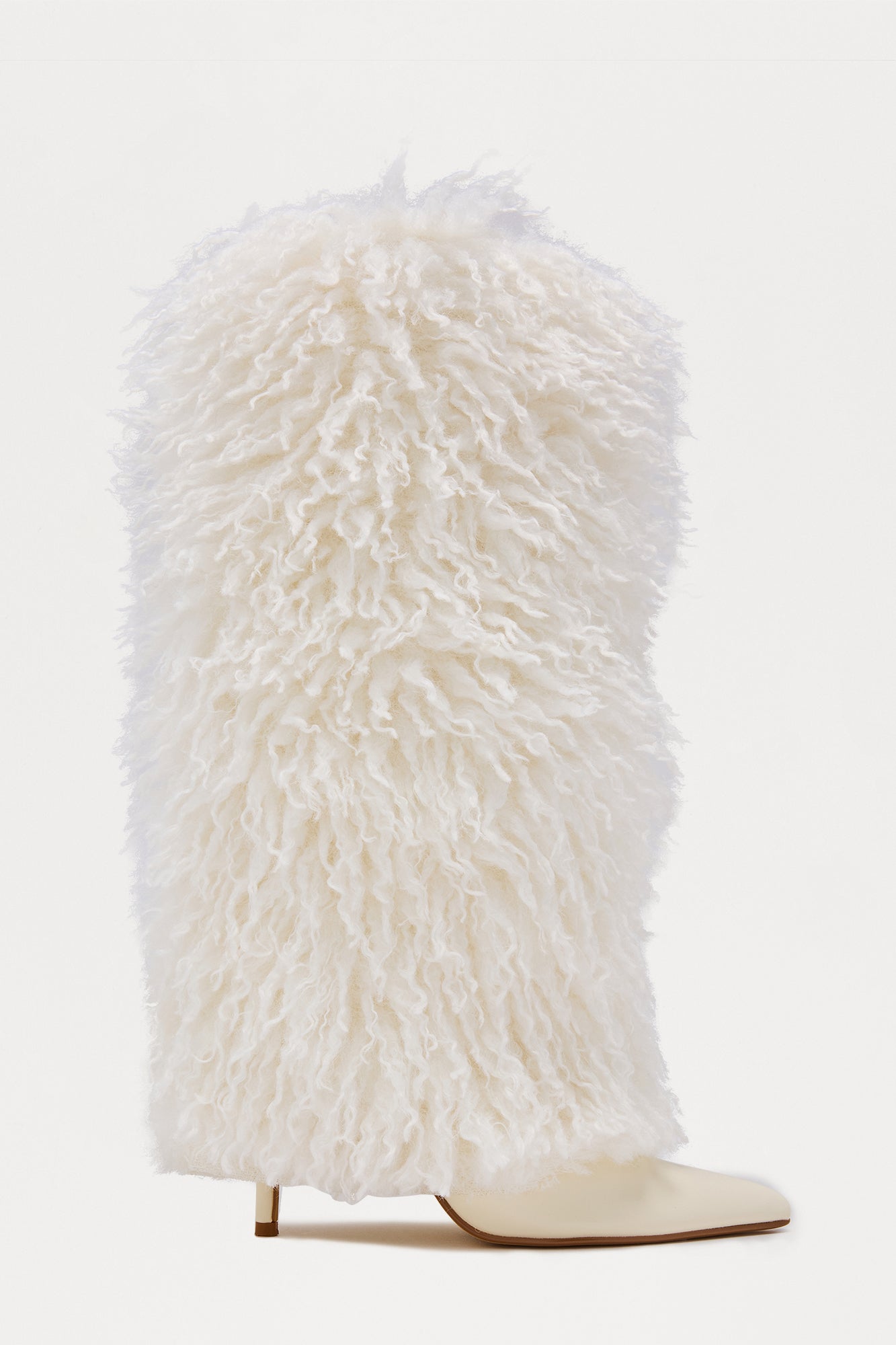 Ames Faux Fur Overlay Boots - Off White