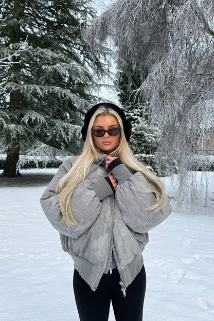 No Big Deal Washed Puffer Jacket - Grey