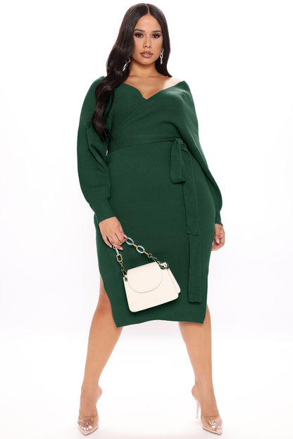 Mona Sweater Midi Dress - Hunter