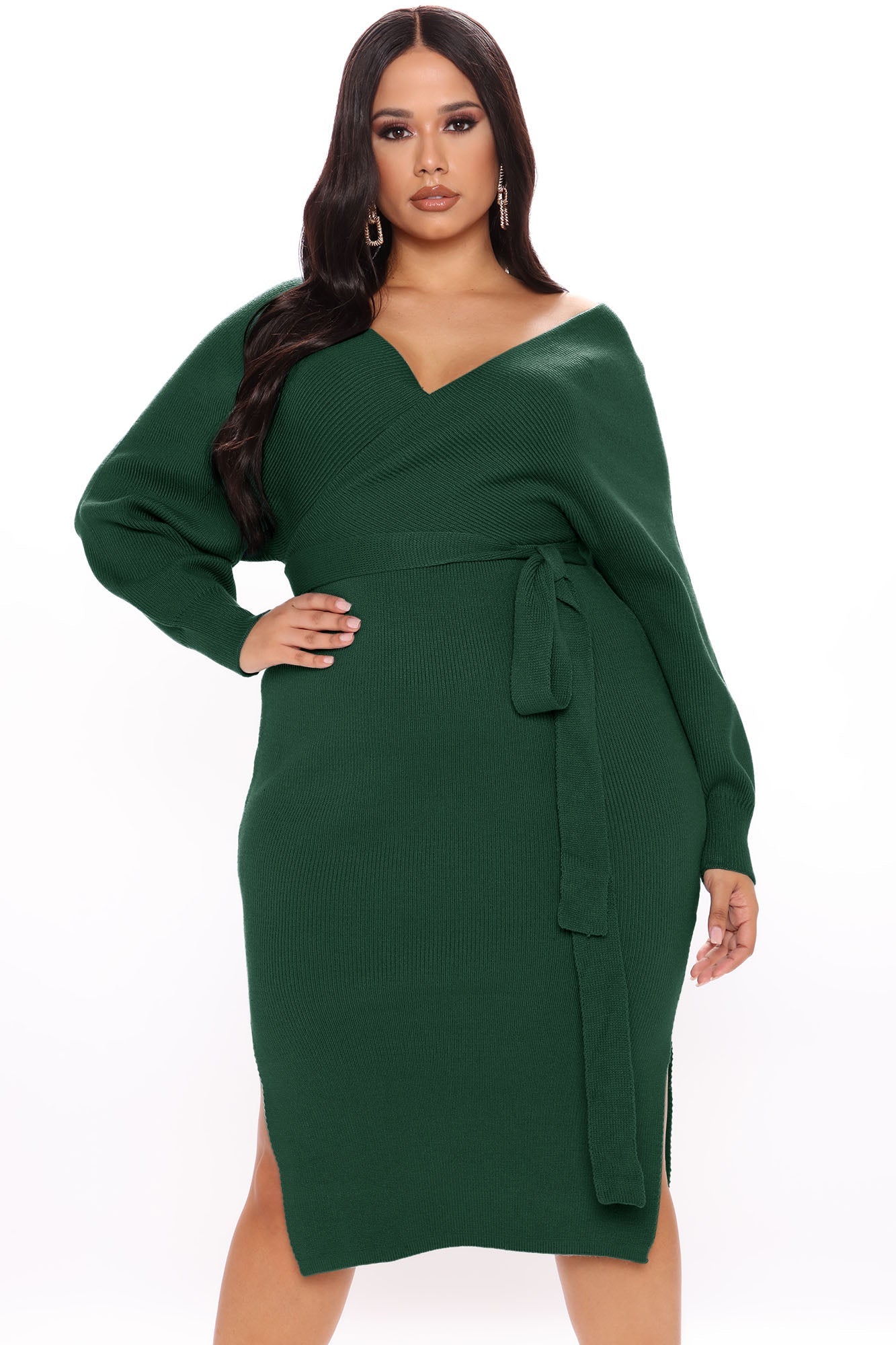 Mona Sweater Midi Dress - Hunter