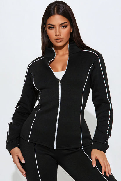 Kassidy Fleece Pant Set - Black/White