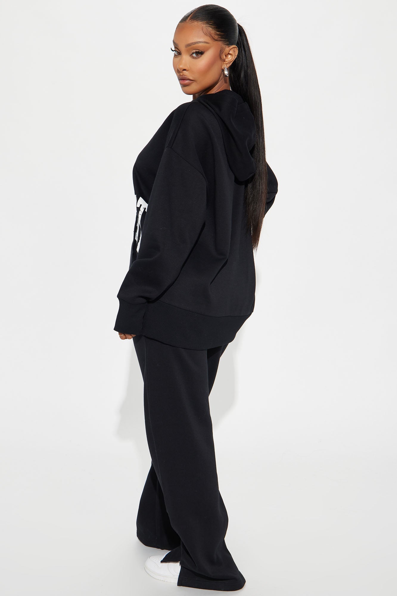My Destination Washed Fleece Pant Set - Black