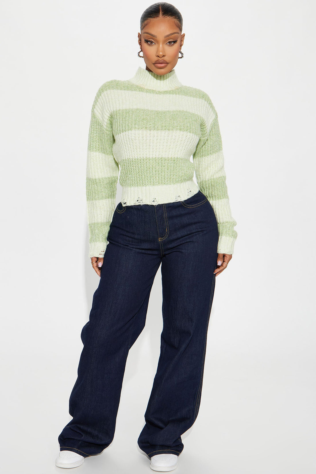 Seeing Things Striped Sweater - Green/combo