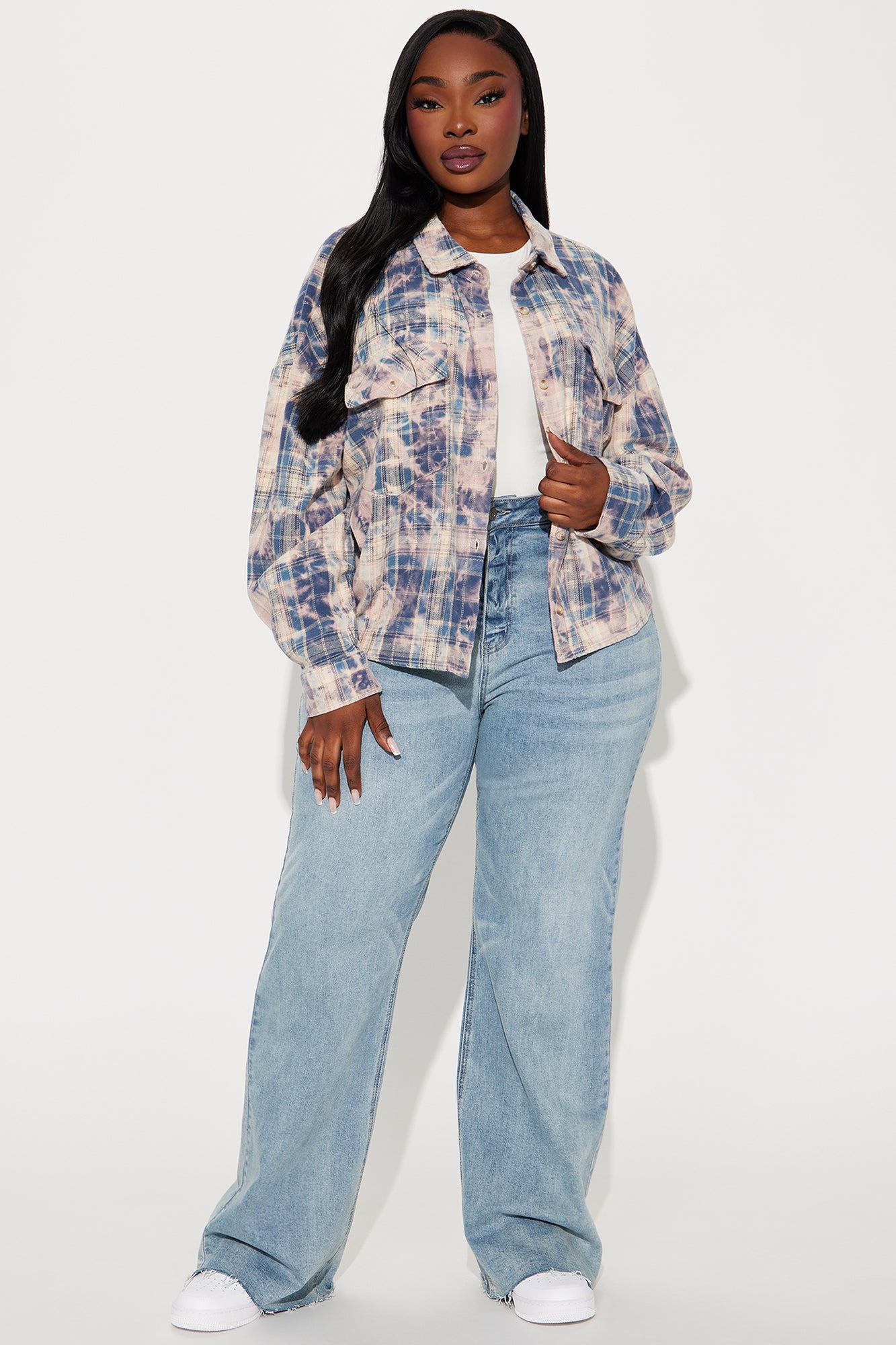 Street Queen Washed Plaid Shirt - Pink/combo