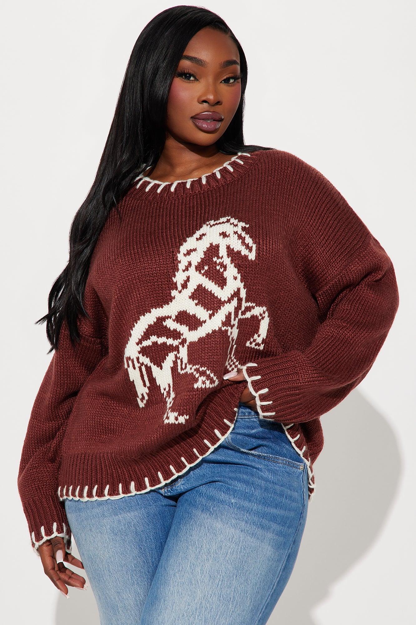 Horse Lover Sweater - Chocolate/Combo