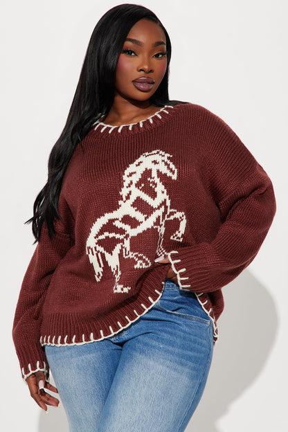 Horse Lover Sweater - Chocolate/Combo