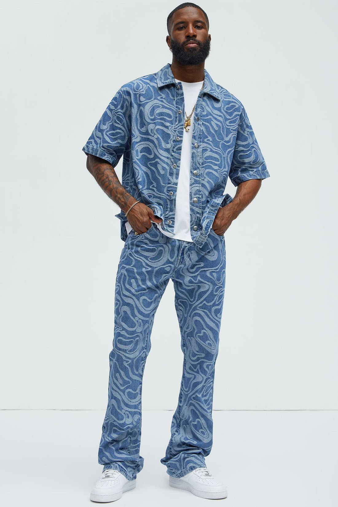 Fingerprints Swirl Denim Shirt - Medium Blue Wash