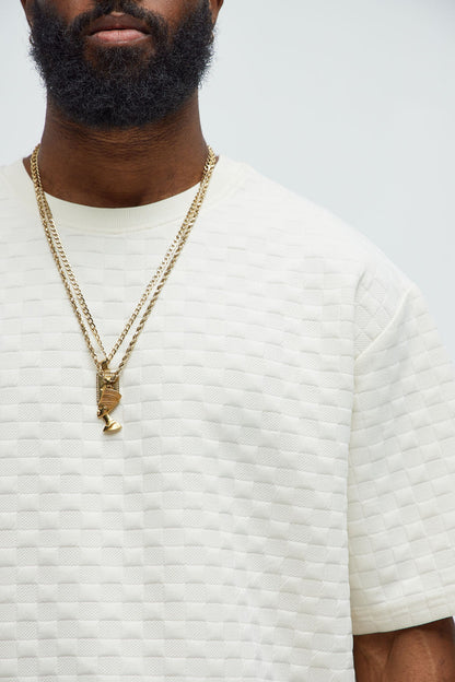 Check Mate Textured Tee - Off White
