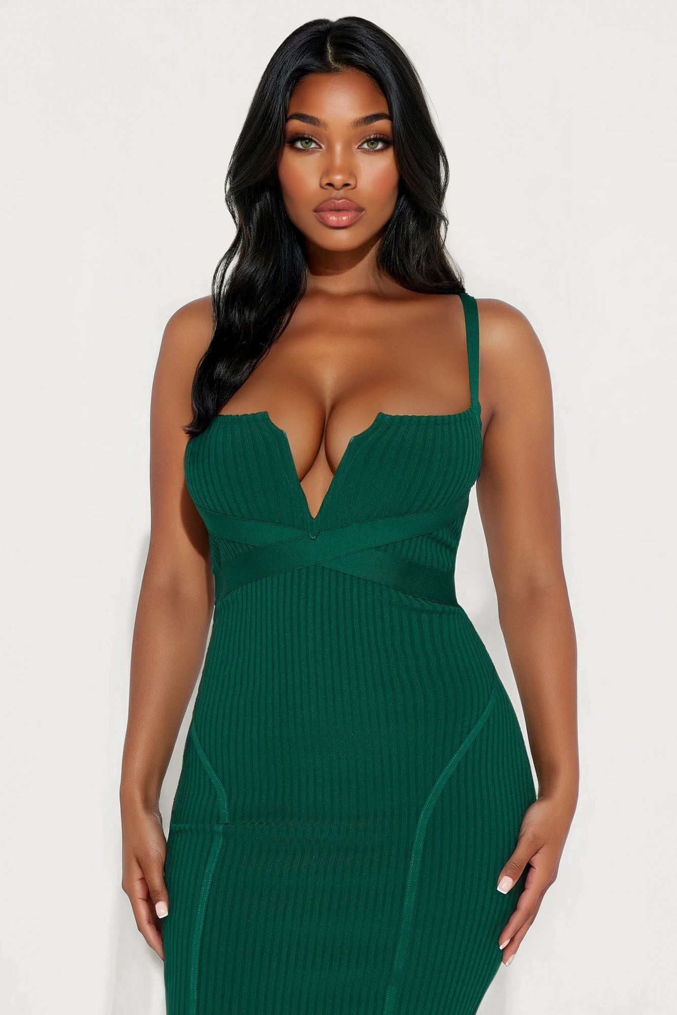 Misty Bandage Midi Dress - Hunter Green