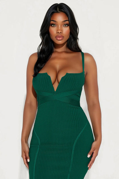 Misty Bandage Midi Dress - Hunter Green