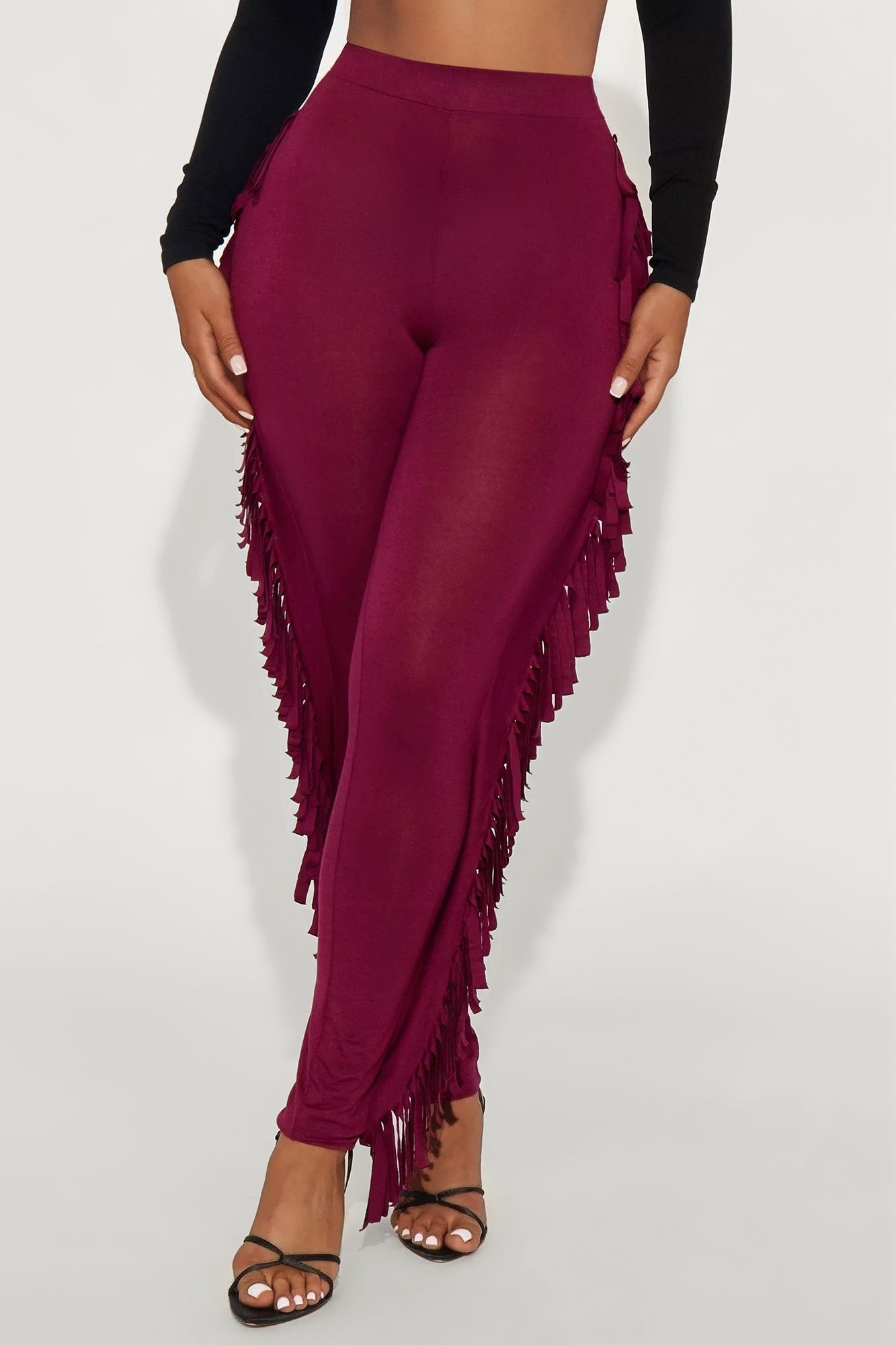 Shake It Like a Fringe Shaker Legging - Burgundy