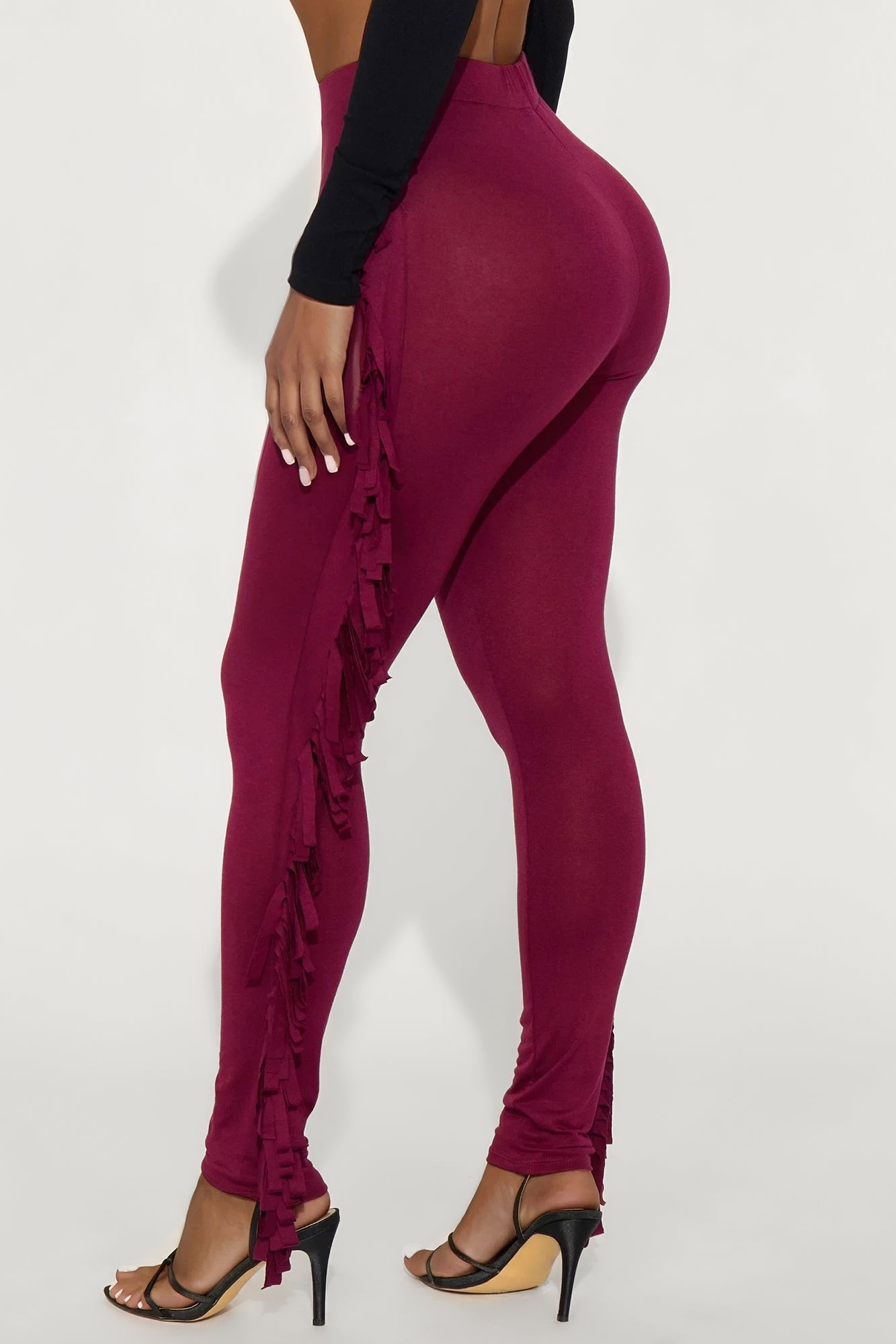 Shake It Like a Fringe Shaker Legging - Burgundy