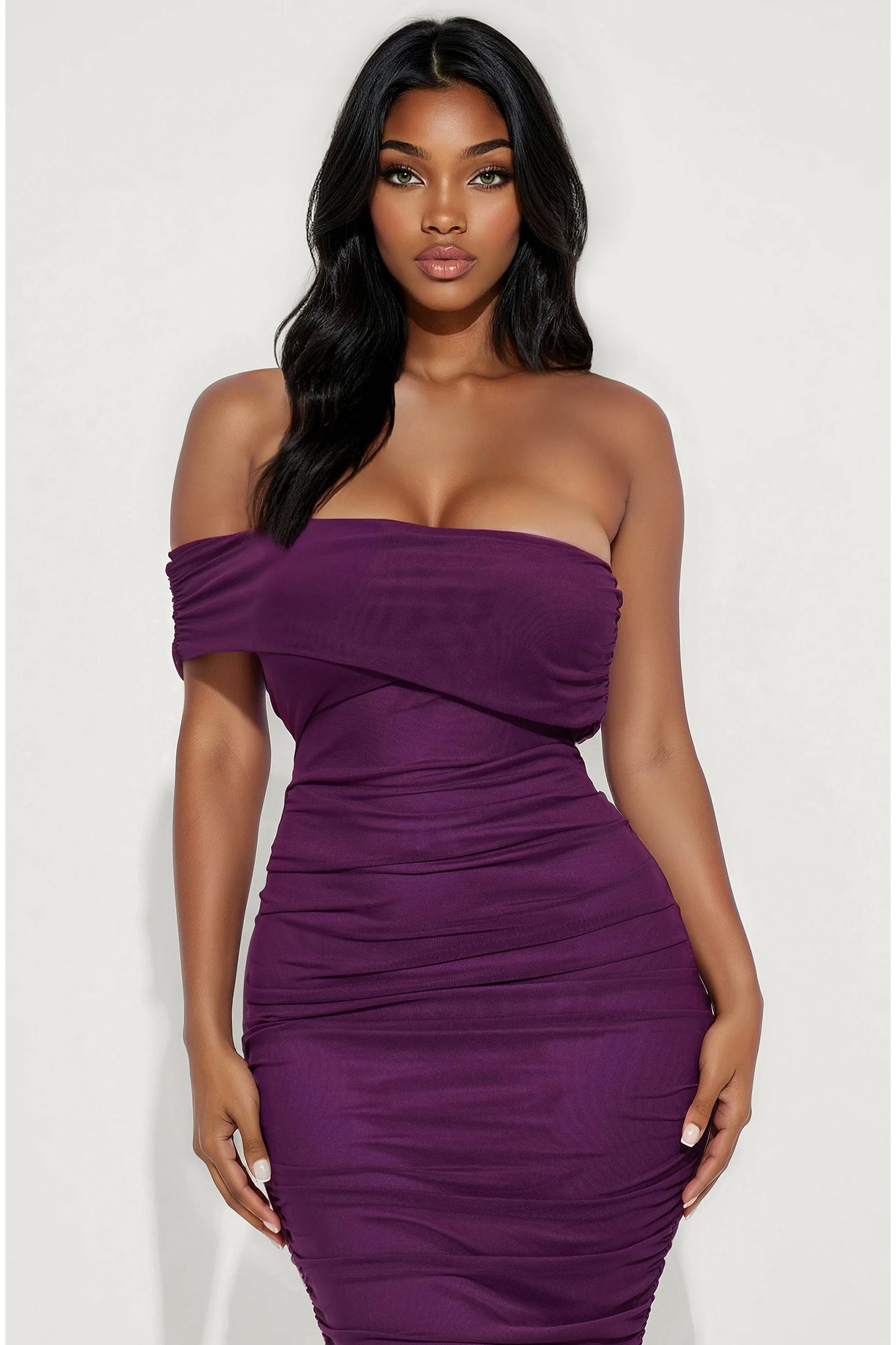 Real Legacy Mesh Midi Dress - Plum