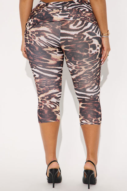 Wildly Seductive Leopard Capri Legging - Taupe/combo