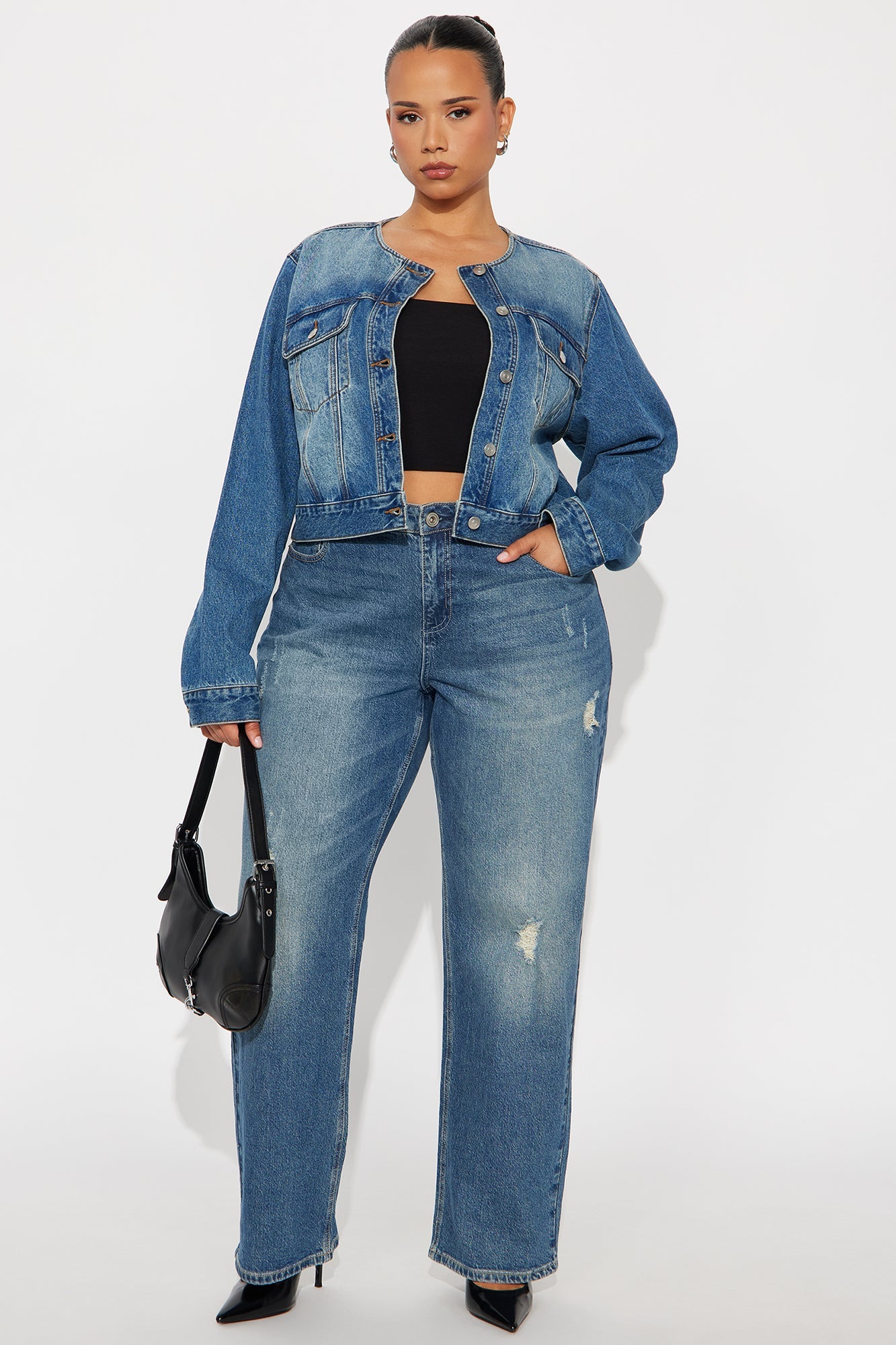 Flirty Denim Trucker Jacket - Medium Wash