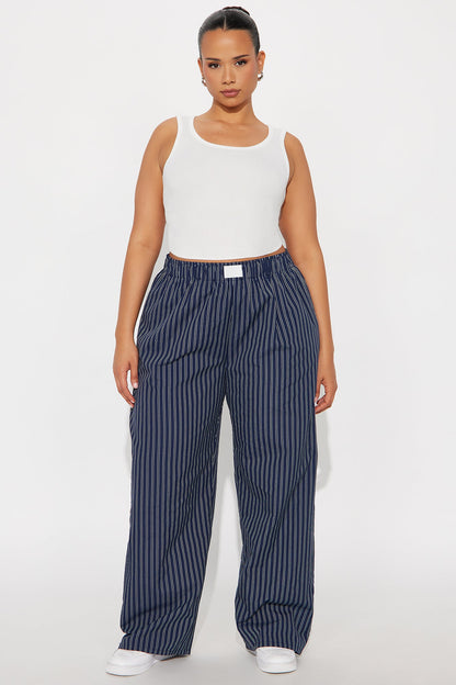 Aurora Striped Boxer Pant - Navy