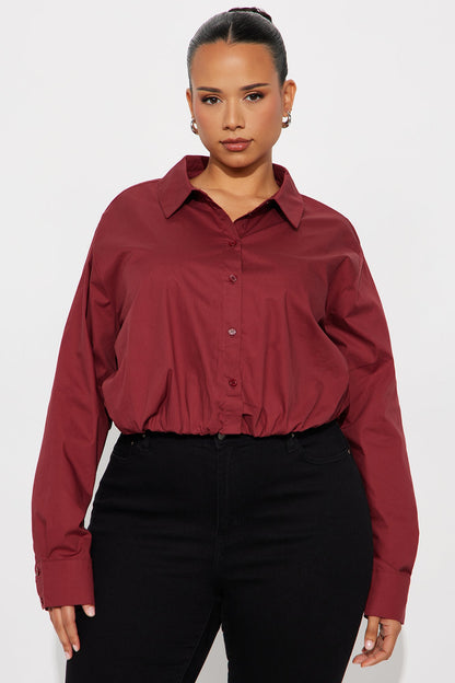 Extra Hours Poplin Shirt - Burgundy