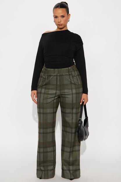 Feeling Preppy Wide Leg Pant 33 - Olive/combo