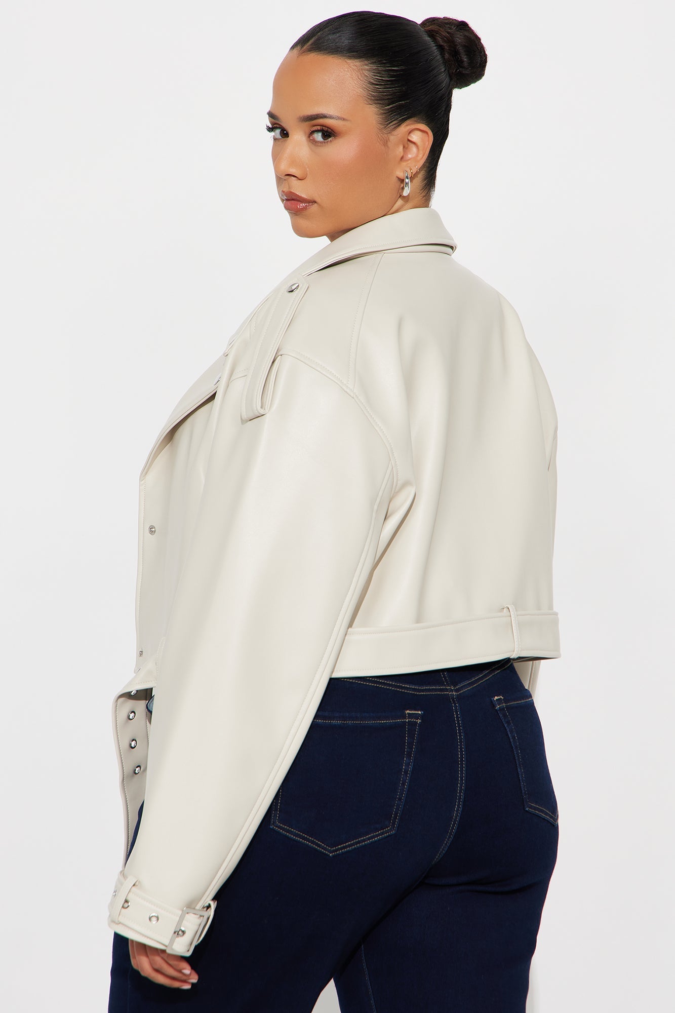 Fast Lane Faux Leather Moto Jacket - Stone