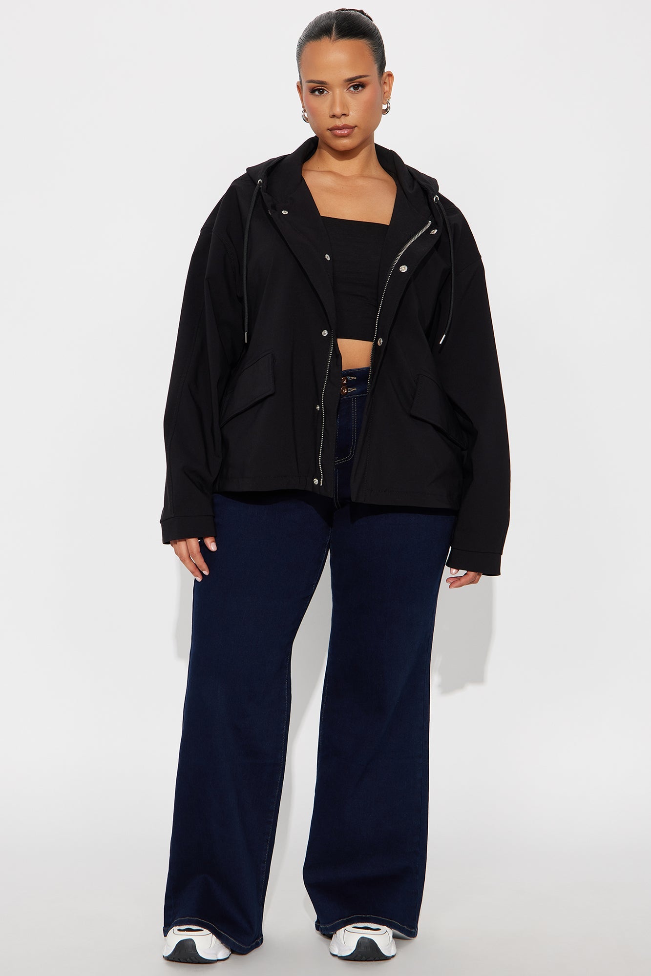 Aiden Nylon Blend Hooded Jacket - Black