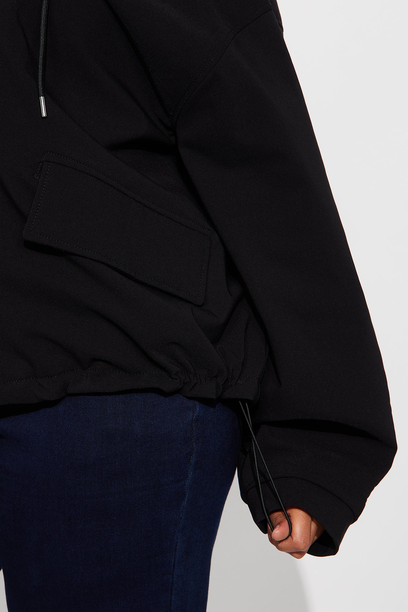 Aiden Nylon Blend Hooded Jacket - Black