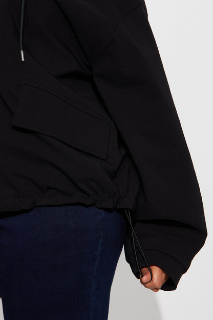 Aiden Nylon Blend Hooded Jacket - Black