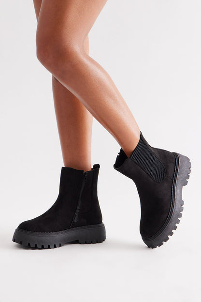 Callahan Faux Suede Booties - Black