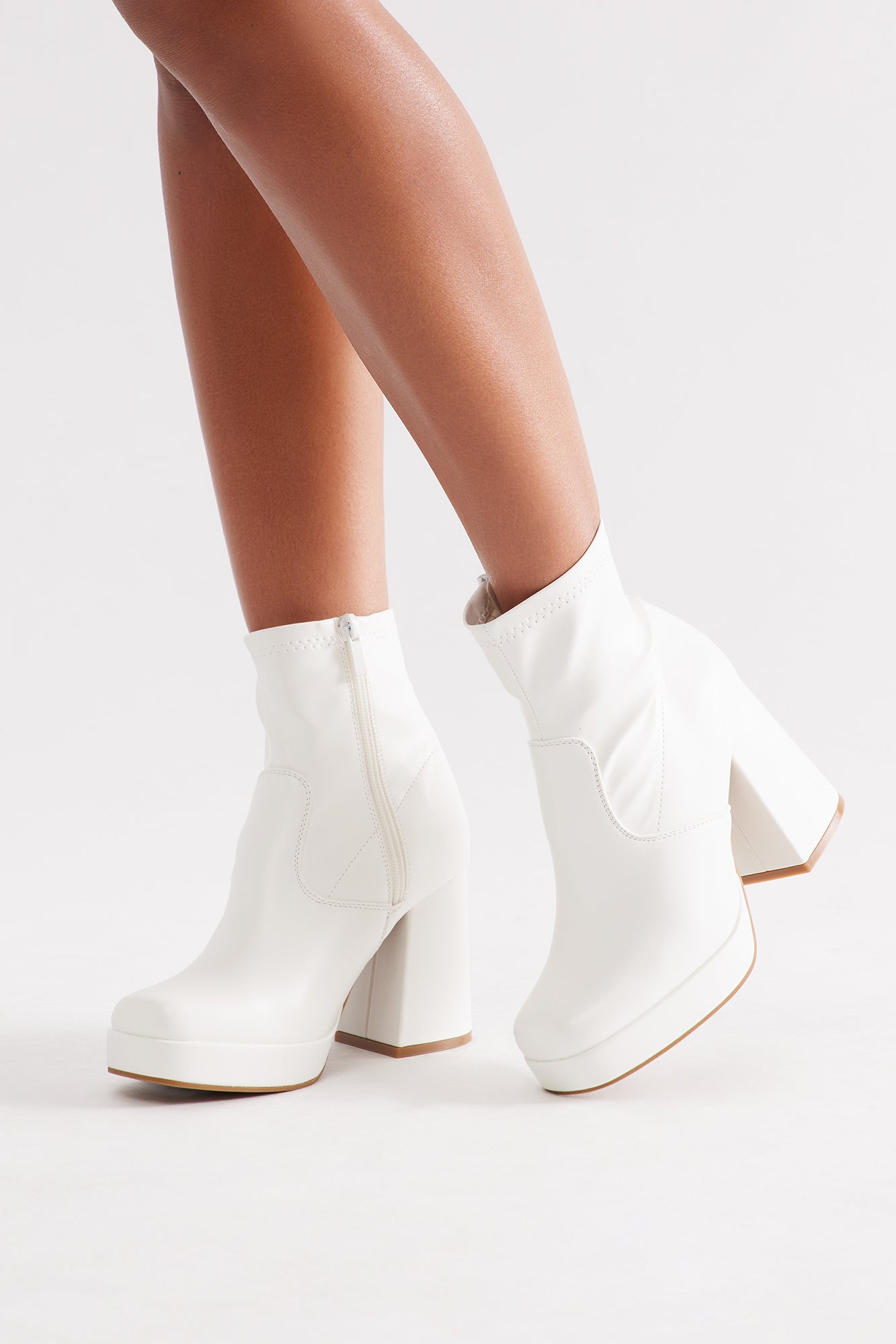 Sylas Platform Ankle Booties - White