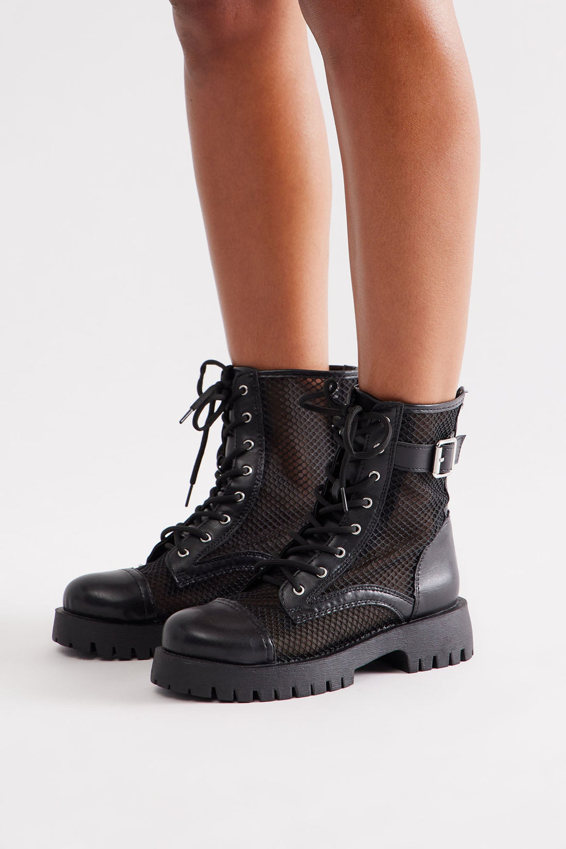 Elijah Buckle Combat Booties - Black