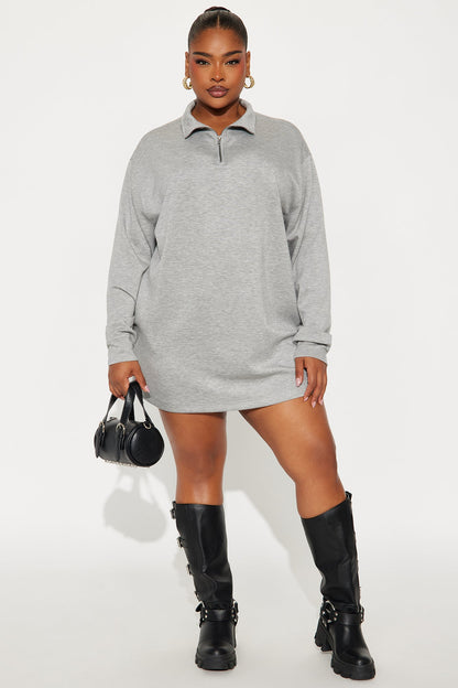 Flow With Me Sweater Mini Dress - Heather Grey