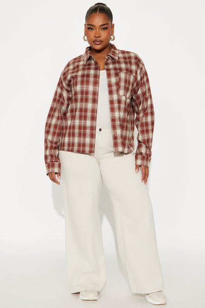 You Know Me Plaid Shirt - Rust