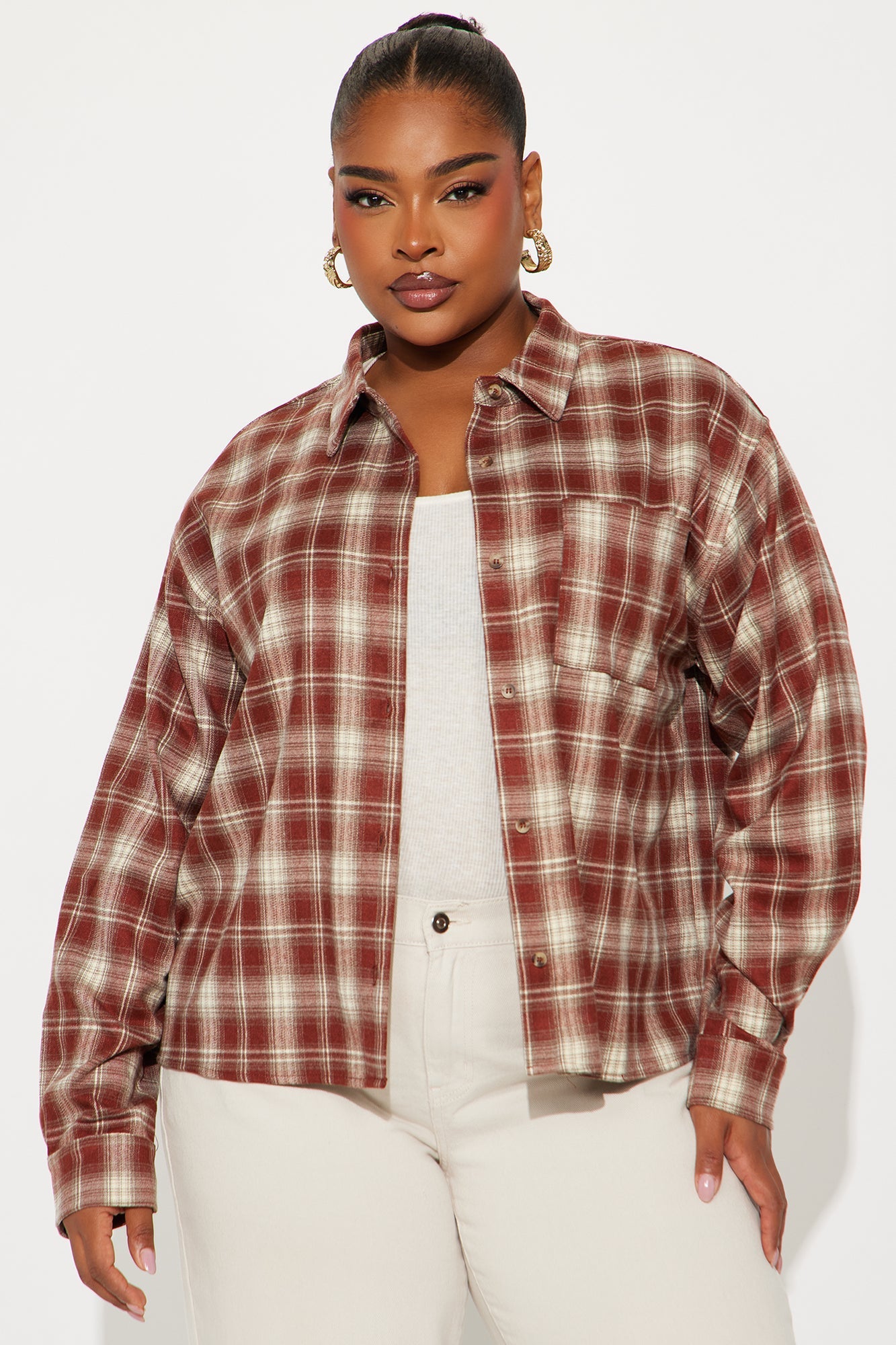 You Know Me Plaid Shirt - Rust