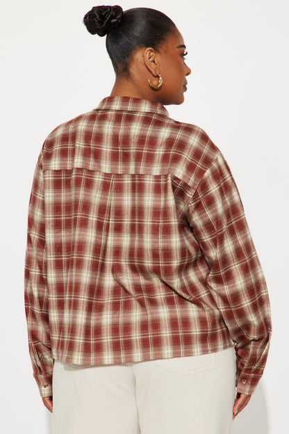 You Know Me Plaid Shirt - Rust