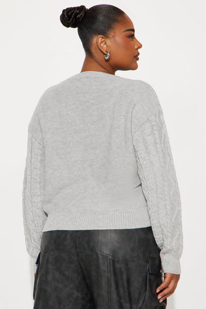 Avery Cable Knit Sweater - Grey