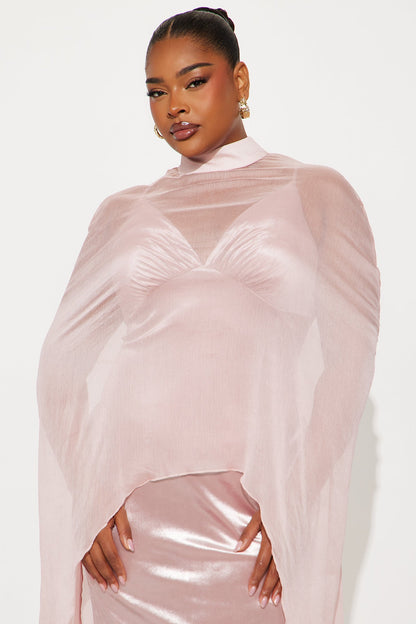 Velvet Pulse Caped Maxi Dress - Mauve