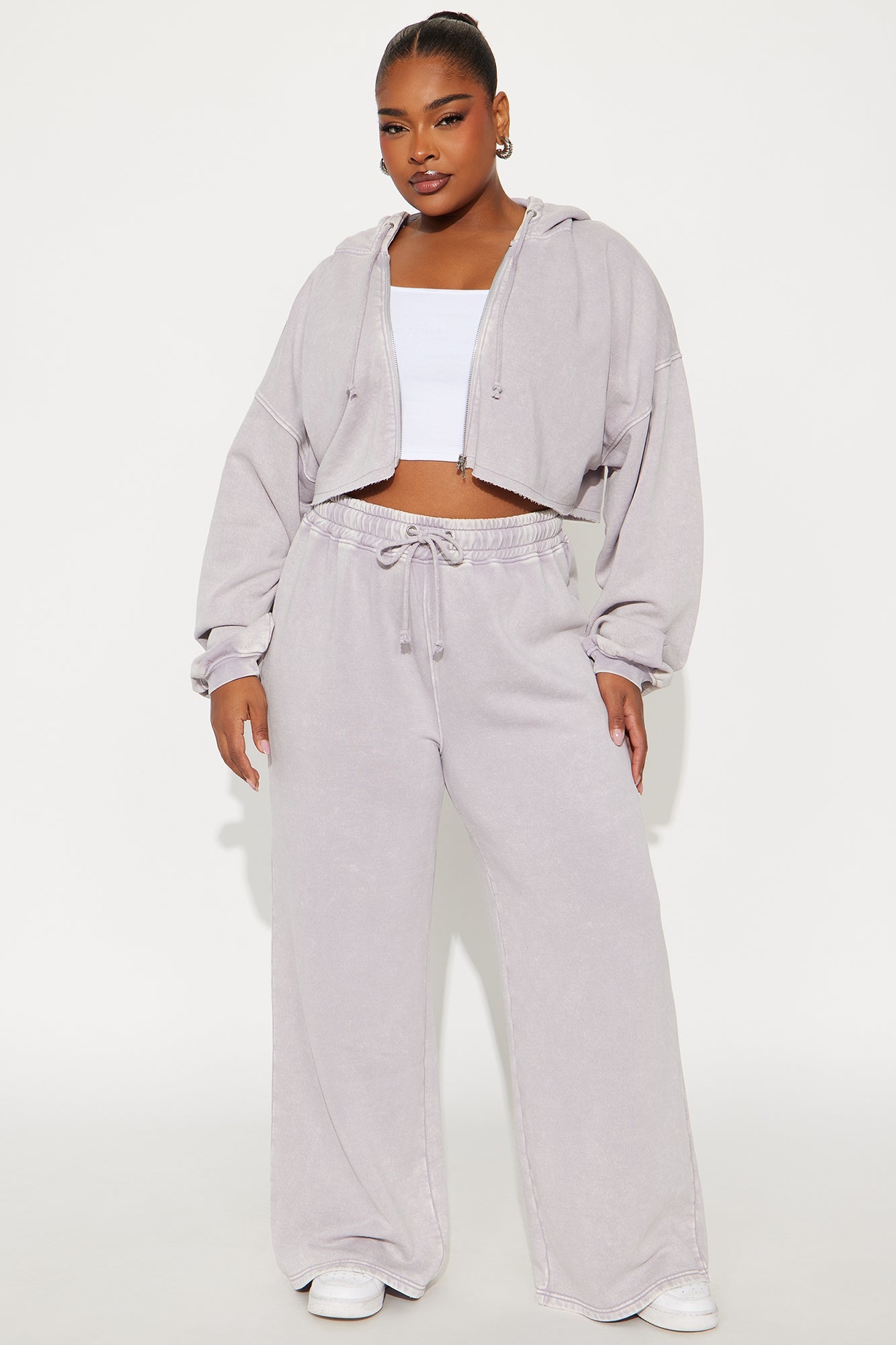 On The Go Fleece Pant Set - Heather/Combo
