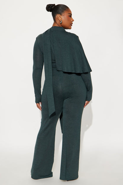 Ariel Long Sleeve Scarf Jumpsuit - Hunter