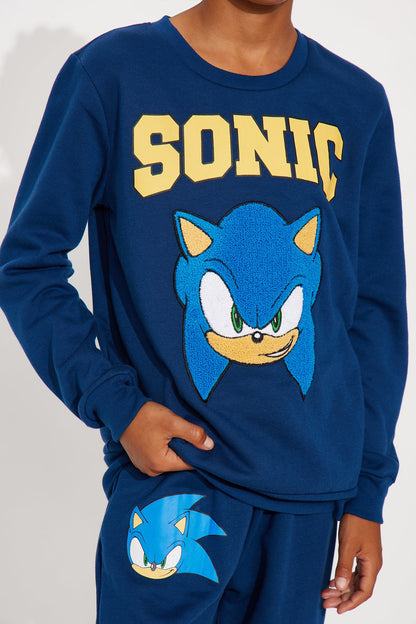 Mini Sonic The Hedgehog Crew Neck Sweatshirt And Jogger Pant Set - Navy