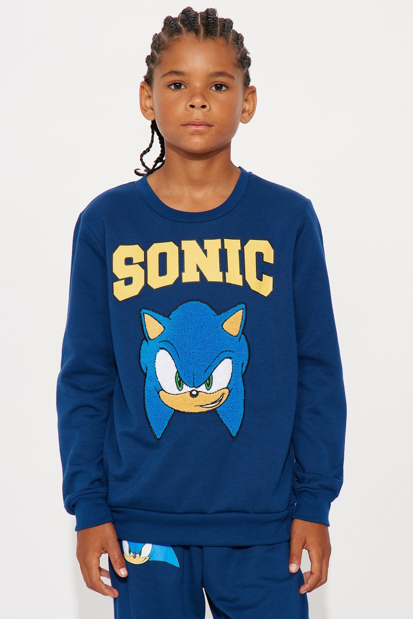 Mini Sonic The Hedgehog Crew Neck Sweatshirt And Jogger Pant Set - Navy