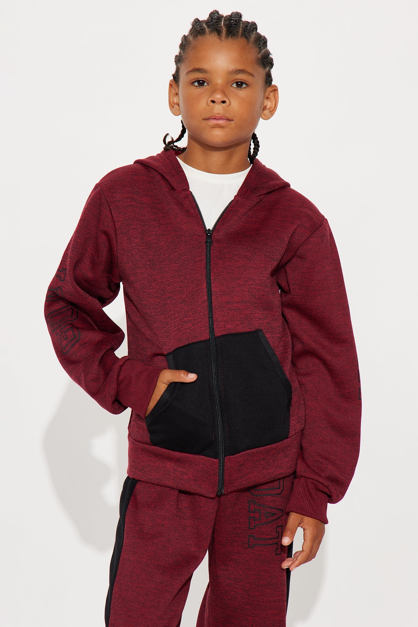 Mini Truly The GOAT Zip Hoodie And Jogger Pant Set - Burgundy