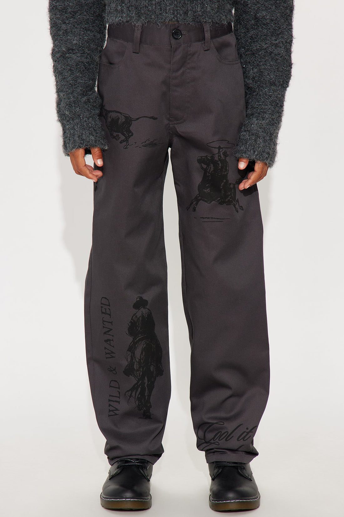 Mini Baggy Cool It Cowboy Pants - Grey