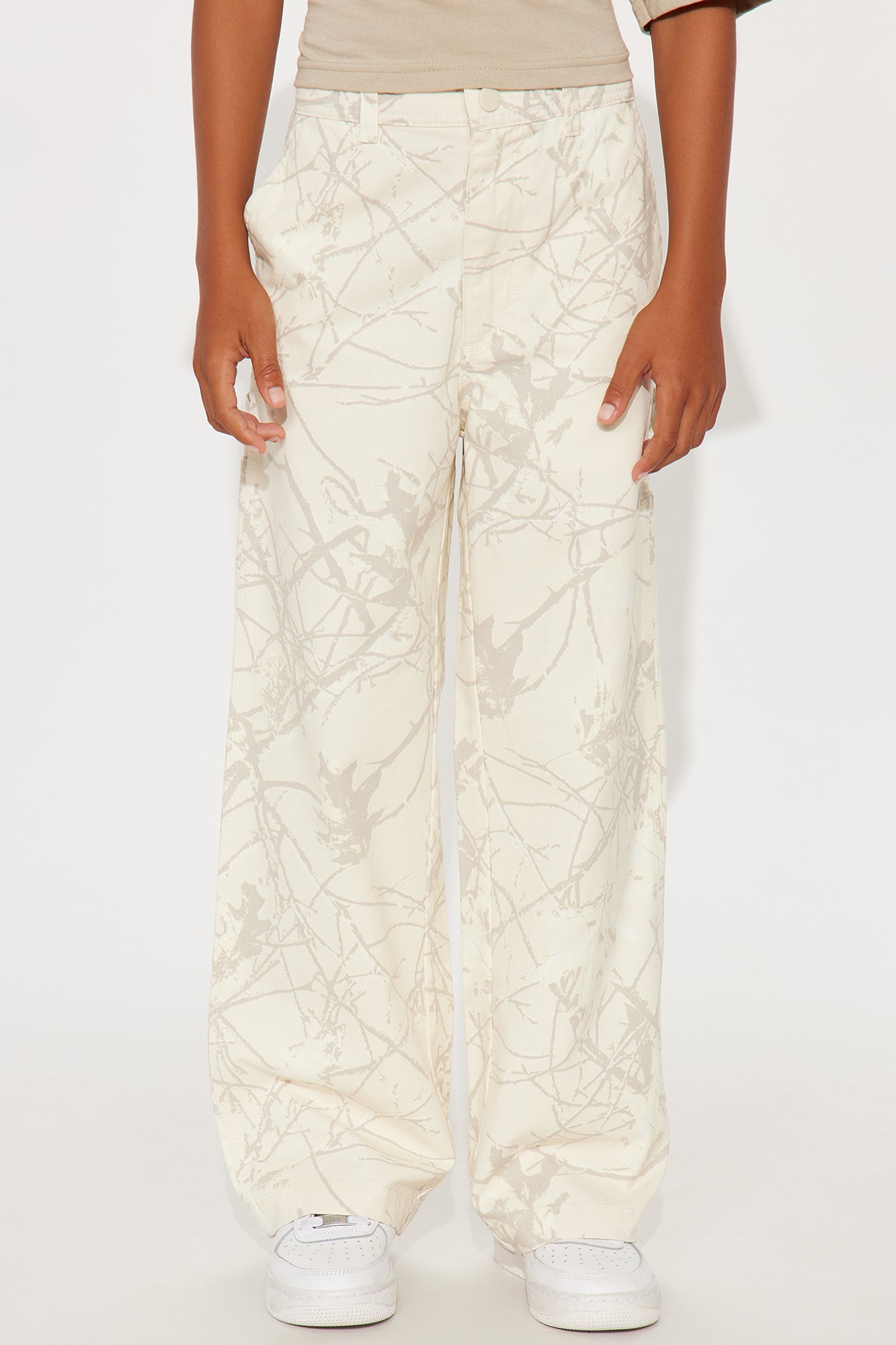 Mini Straight Woodland Mirage Carpenter Pants - Cream